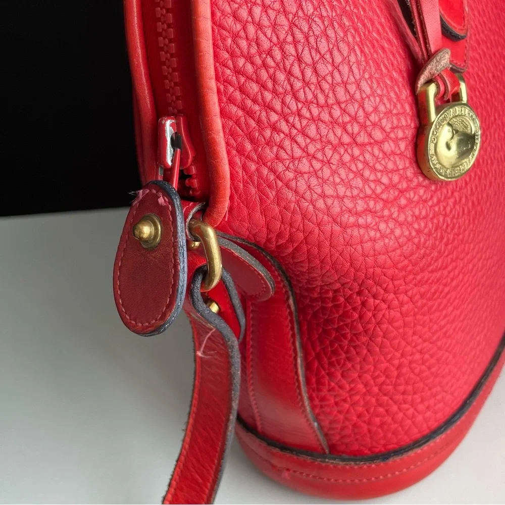 Dooney and Bourke Red Leather Norfolk Case Dome Satchel Bag R04 - Picture 10 of 16
